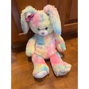 Build a bear rainbow bunny with bow in ear